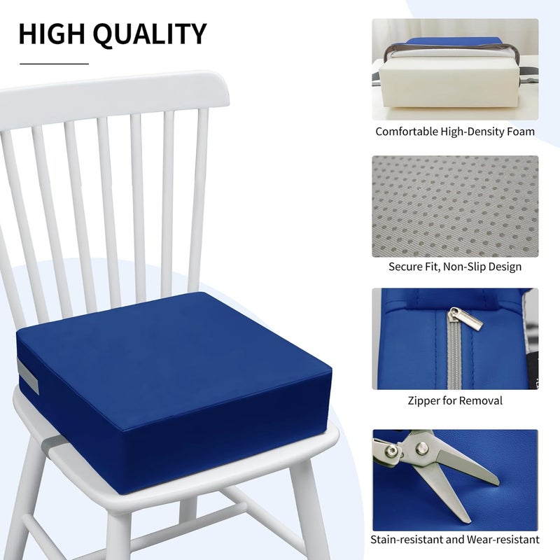 Eiury Toddler Booster Seat Dining Table Kitchen Chair, Waterproof Anti-Scratch PU Cushion, Non-Slip Bottom, Adjustable Buckle Straps, Easy Clean Portable Seat Cushion (Dark Blue) - Image 4